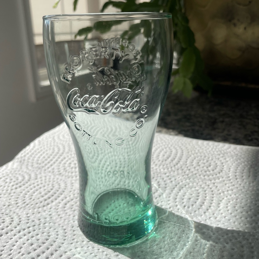Vintage Coca Cola Glass Pasabahce 1899 Georgian Green Droplet Base Rare